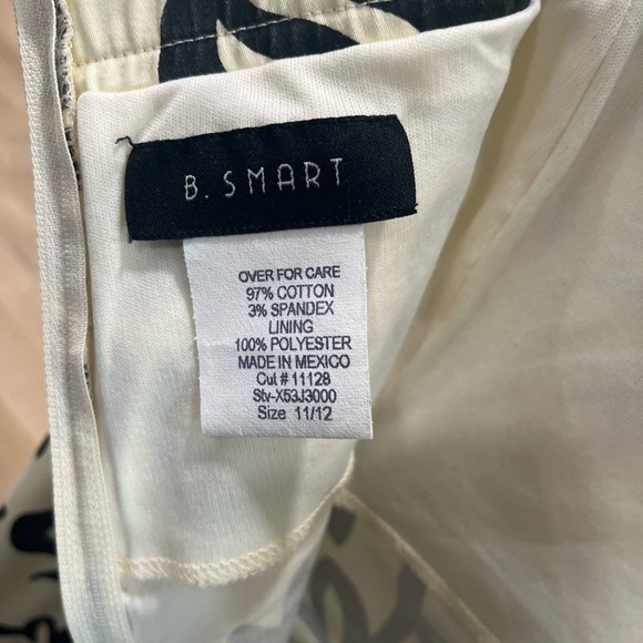 Vintage Y2K B. Smart Black and Cream Floral Strapless A-Line Dress size 11/12π - Picture 5 of 13